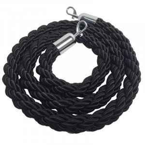 Cordone intrecciato nero agganci silver per colonnine segnacorsie