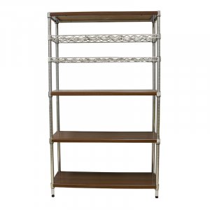 Scaffalatura cromata 75x35x160 con ripiani in legno