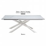 Tavolo Infinity piano marmo calcatta 20mm gambe bianche