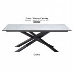 Tavolo Infinity piano marmo calcatta 20mm gambe grafite