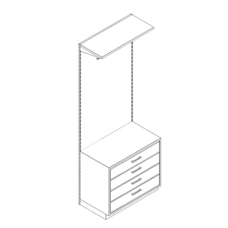 MODULO CABINA ARMADIO CON APPENDERIA E CASSETTIERA