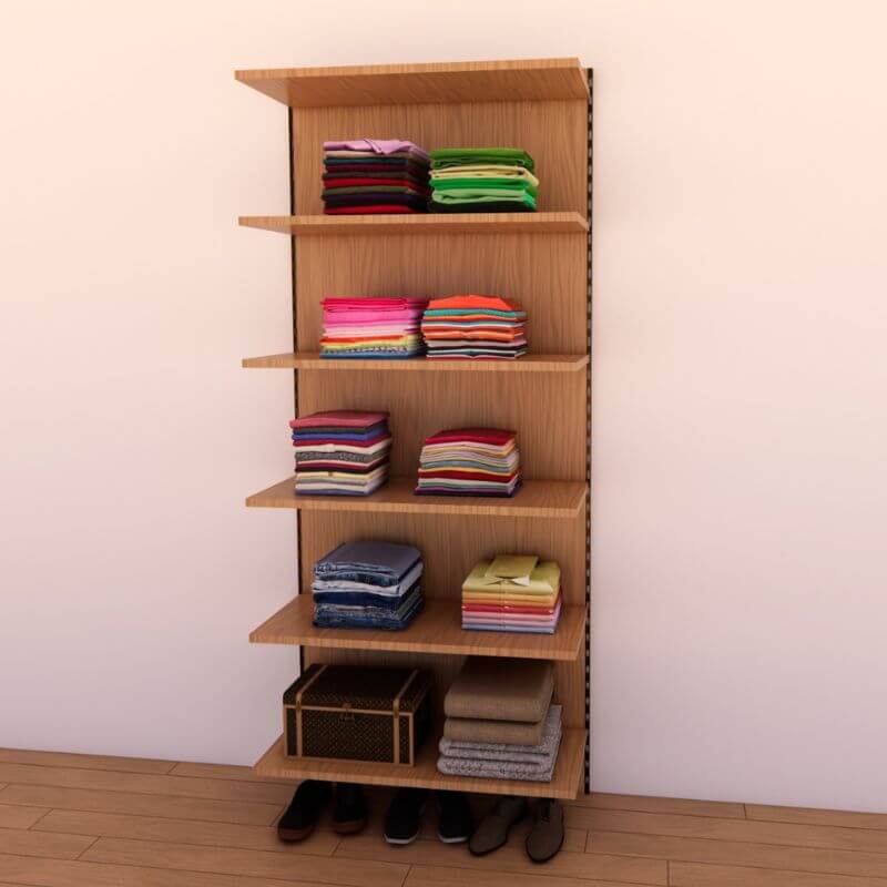 Modulo Cabina Armadio con 6 ripiani colore ROVERE