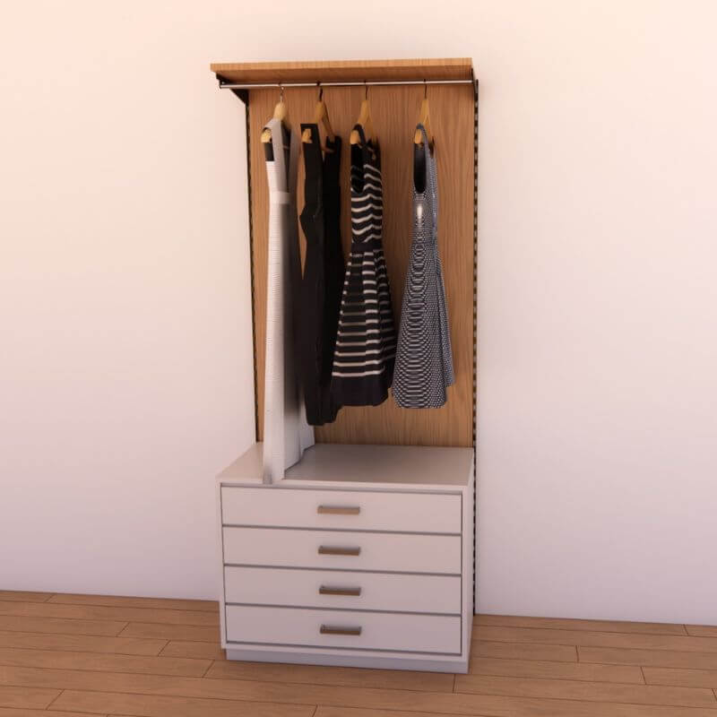 Modulo Cabina Armadio con appenderia e cassettiera colore ROVERE