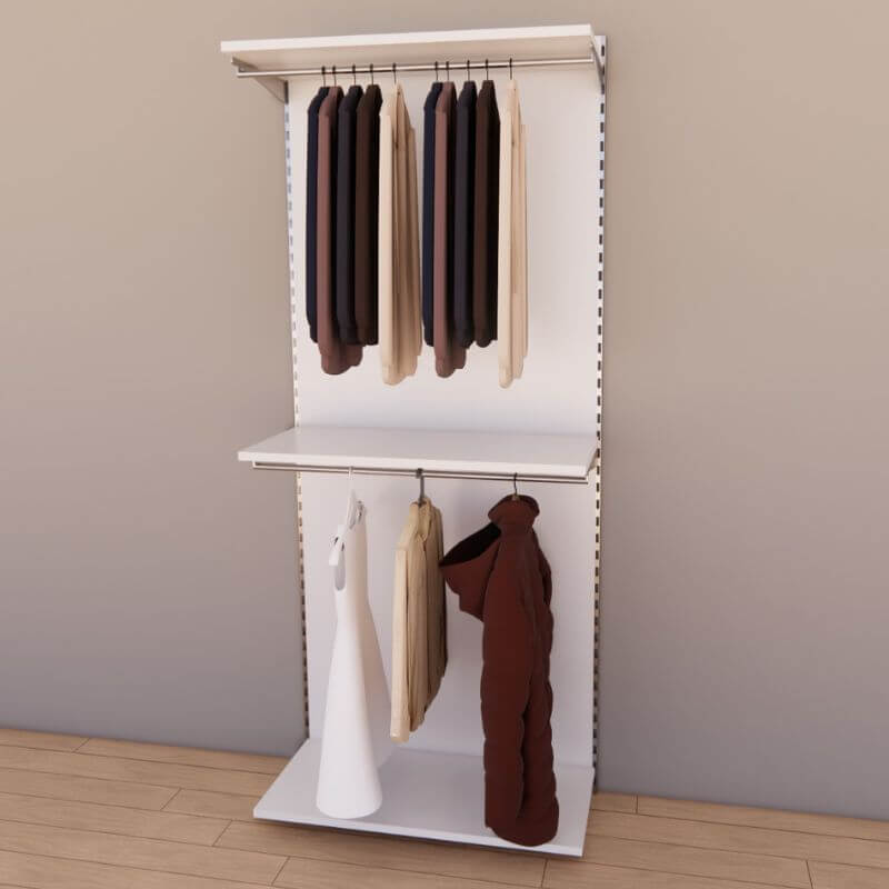 Modulo Cabina Armadio con due appenderie e ripiano colore Bianco