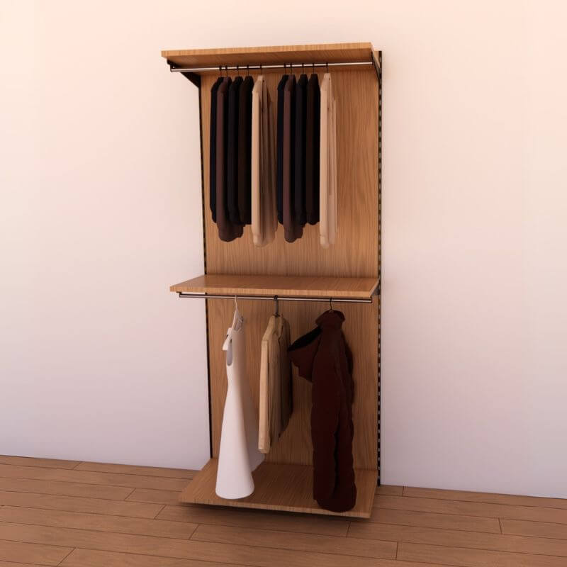 Modulo Cabina Armadio con due appenderie e ripiano colore ROVERE