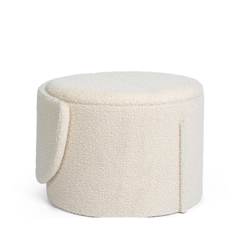 Pouf Pieghevole ATMOSPHERA Jaiko – Esagonale, In Bouclette Avorio – 40x38x46 Cm – Con Copertura Removibile