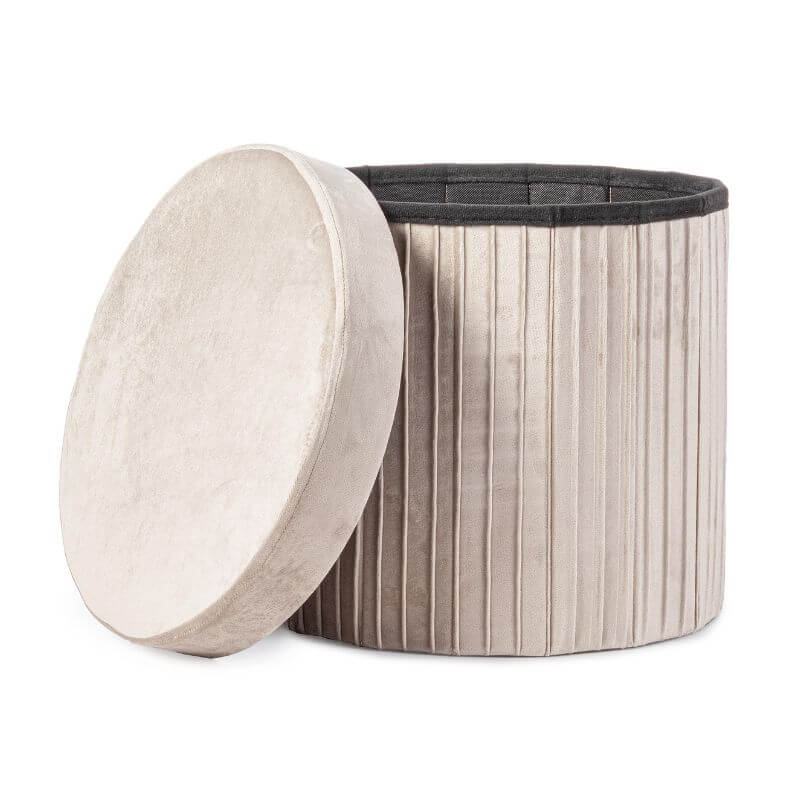 Pouf contenitore Jocelyn tondo beige | Yes