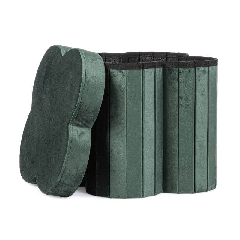 Pouf contenitore Jocelyn verde a fiore | Yes