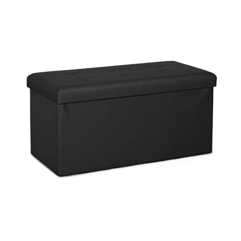 Pouf contenitore Magda nero ecopelle | Yes