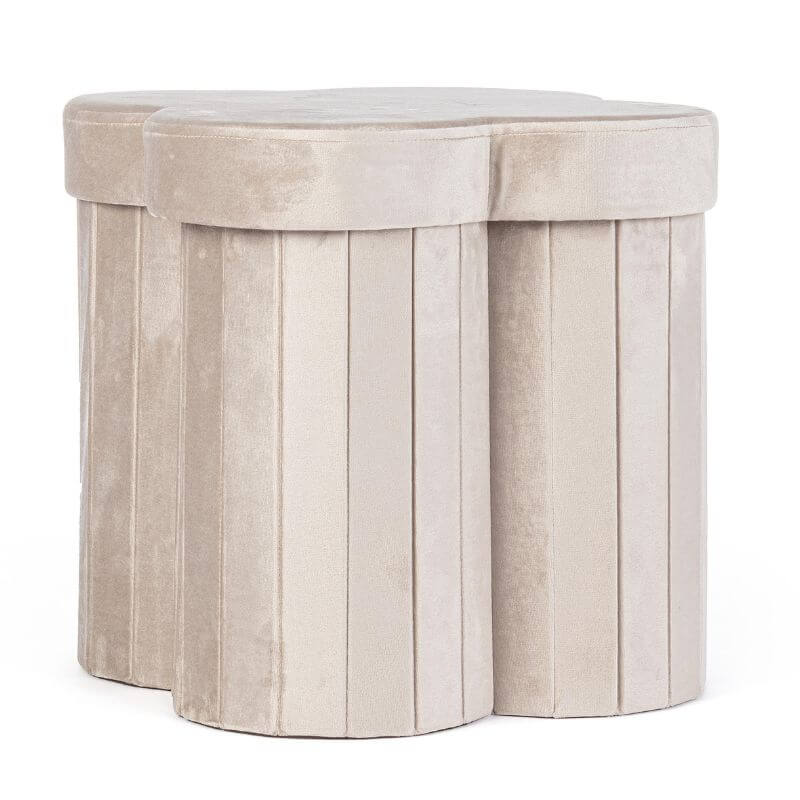 Pouf contenitore Jocelyn beige a fiore | Yes
