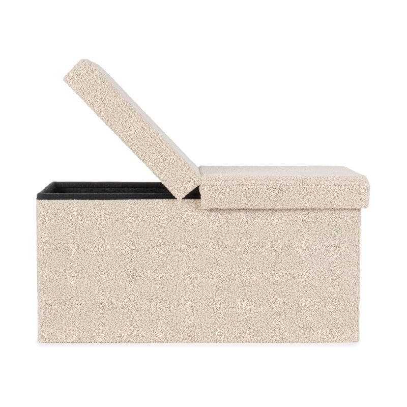 Pouf contenitore Joris bouclé pieghevole beige | Yes