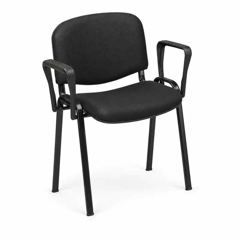 Sedia Ariston Dattilo con braccioli Ecopelle PY411 Nero