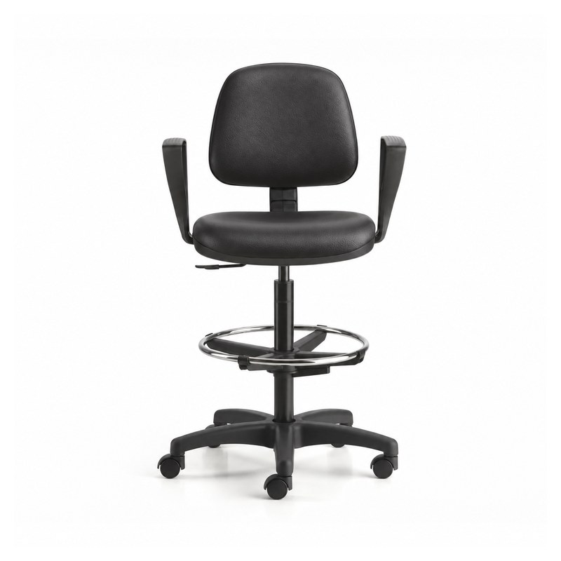 Sgabello Ariston Dattilo, struttura nera, con braccioli, Utility - Selin